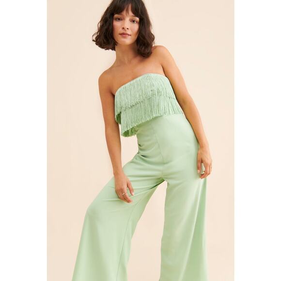 Hutch Crepe Fringe Jumpsuit Mint Green Size 4 - Picture 1 of 11